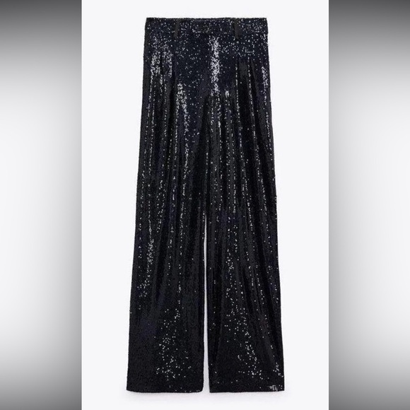 ZARA Sequined Tapered Pants Limited Edition - Picture 2 of 5